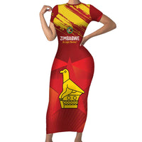 Custom Zimbabwe Cricket Family Matching Short Sleeve Bodycon Dress and Hawaiian Shirt Go Lady Chevrons Grunge Style - Wonder Print Shop