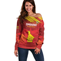 Custom Zimbabwe Cricket Off Shoulder Sweater Go Lady Chevrons Grunge Style - Wonder Print Shop