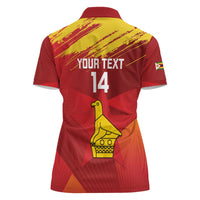 Custom Zimbabwe Cricket Women Polo Shirt Go Lady Chevrons Grunge Style - Wonder Print Shop
