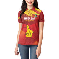 Custom Zimbabwe Cricket Women Polo Shirt Go Lady Chevrons Grunge Style - Wonder Print Shop