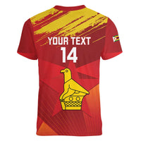 Custom Zimbabwe Cricket Women V-Neck T-Shirt Go Lady Chevrons Grunge Style - Wonder Print Shop