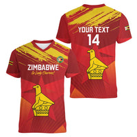 Custom Zimbabwe Cricket Women V-Neck T-Shirt Go Lady Chevrons Grunge Style - Wonder Print Shop