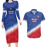 Custom United States Soccer Couples Matching Long Sleeve Bodycon Dress and Hawaiian Shirt 2025 Go USA Sporty Style - Wonder Print Shop