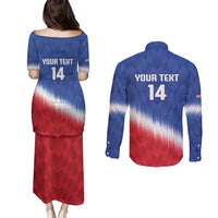 Custom United States Soccer Couples Matching Puletasi and Long Sleeve Button Shirt 2025 Go USA Sporty Style - Wonder Print Shop
