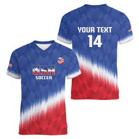 Custom United States Soccer Women V-Neck T-Shirt 2025 Go USA Sporty Style - Wonder Print Shop