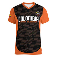 Custom Colombia Football Women V-Neck T-Shirt 2025 Las Chicas Superpoderosas - Black Version - Wonder Print Shop