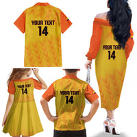 Custom Colombia Football Family Matching Off The Shoulder Long Sleeve Dress and Hawaiian Shirt 2025 Las Chicas Superpoderosas - Yellow Version - Wonder Print Shop