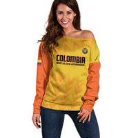 Custom Colombia Football Off Shoulder Sweater 2025 Las Chicas Superpoderosas - Yellow Version - Wonder Print Shop