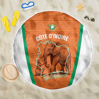 Ivory Coast Football Beach Blanket 2026 Cote d'Ivoire Les Elephants Orange Version - Wonder Print Shop