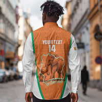Custom Ivory Coast Football Long Sleeve Button Shirt 2026 Cote d'Ivoire Les Elephants Orange Version - Wonder Print Shop
