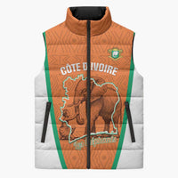 Custom Ivory Coast Football Sleeveless Puffer Jacket 2026 Cote d'Ivoire Les Elephants Orange Version - Wonder Print Shop