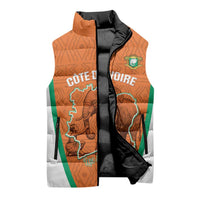 Custom Ivory Coast Football Sleeveless Puffer Jacket 2026 Cote d'Ivoire Les Elephants Orange Version - Wonder Print Shop