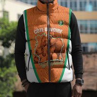 Custom Ivory Coast Football Sleeveless Puffer Jacket 2026 Cote d'Ivoire Les Elephants Orange Version - Wonder Print Shop