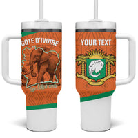 Custom Ivory Coast Football Tumbler With Handle 2026 Cote d'Ivoire Les Elephants Orange Version - Wonder Print Shop