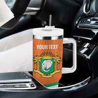 Custom Ivory Coast Football Tumbler With Handle 2026 Cote d'Ivoire Les Elephants Orange Version - Wonder Print Shop