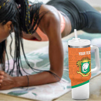 Custom Ivory Coast Football Tumbler With Handle 2026 Cote d'Ivoire Les Elephants Orange Version - Wonder Print Shop