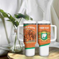 Custom Ivory Coast Football Tumbler With Handle 2026 Cote d'Ivoire Les Elephants Orange Version - Wonder Print Shop