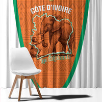 Ivory Coast Football Window Curtain 2026 Cote d'Ivoire Les Elephants Orange Version - Wonder Print Shop
