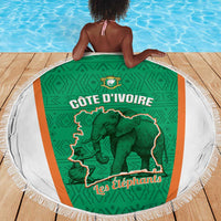 Ivory Coast Football Beach Blanket 2026 Cote d'Ivoire Les Elephants Green Version - Wonder Print Shop