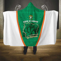 Ivory Coast Football Hooded Blanket 2026 Cote d'Ivoire Les Elephants Green Version - Wonder Print Shop