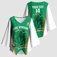 Custom Ivory Coast Football Kimono Sleeve Blouse 2026 Cote d'Ivoire Les Elephants Green Version - Wonder Print Shop