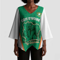 Custom Ivory Coast Football Kimono Sleeve Blouse 2026 Cote d'Ivoire Les Elephants Green Version - Wonder Print Shop