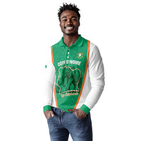 Custom Ivory Coast Football Long Sleeve Polo Shirt 2026 Cote d'Ivoire Les Elephants Green Version - Wonder Print Shop