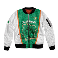 Custom Ivory Coast Football Sleeve Zip Bomber Jacket 2026 Cote d'Ivoire Les Elephants Green Version - Wonder Print Shop