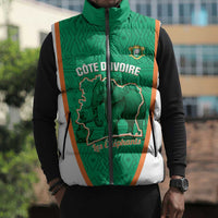 Custom Ivory Coast Football Sleeveless Puffer Jacket 2026 Cote d'Ivoire Les Elephants Green Version - Wonder Print Shop