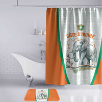 Ivory Coast Football Bathroom Set 2026 Cote d'Ivoire Les Elephants White Version - Wonder Print Shop