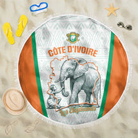Ivory Coast Football Beach Blanket 2026 Cote d'Ivoire Les Elephants White Version - Wonder Print Shop