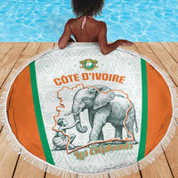 Ivory Coast Football Beach Blanket 2026 Cote d'Ivoire Les Elephants White Version - Wonder Print Shop