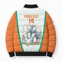 Custom Ivory Coast Football Bomber Puffer Jacket 2026 Cote d'Ivoire Les Elephants White Version - Wonder Print Shop