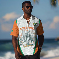 Custom Ivory Coast Football Hawaiian Shirt 2026 Cote d'Ivoire Les Elephants White Version LT14