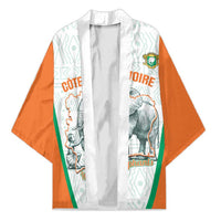 Custom Ivory Coast Football Kimono 2026 Cote d'Ivoire Les Elephants White Version - Wonder Print Shop