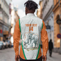 Custom Ivory Coast Football Long Sleeve Button Shirt 2026 Cote d'Ivoire Les Elephants White Version - Wonder Print Shop