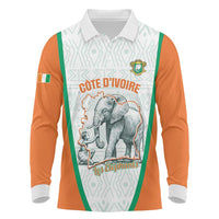 Custom Ivory Coast Football Long Sleeve Polo Shirt 2026 Cote d'Ivoire Les Elephants White Version - Wonder Print Shop