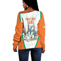 Custom Ivory Coast Football Off Shoulder Sweater 2026 Cote d'Ivoire Les Elephants White Version - Wonder Print Shop