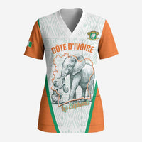 Custom Ivory Coast Football Scrub Top 2026 Cote d'Ivoire Les Elephants White Version - Wonder Print Shop
