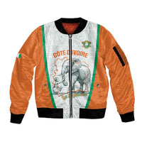 Custom Ivory Coast Football Sleeve Zip Bomber Jacket 2026 Cote d'Ivoire Les Elephants White Version - Wonder Print Shop