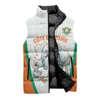 Custom Ivory Coast Football Sleeveless Puffer Jacket 2026 Cote d'Ivoire Les Elephants White Version - Wonder Print Shop