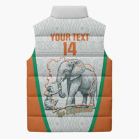 Custom Ivory Coast Football Sleeveless Puffer Jacket 2026 Cote d'Ivoire Les Elephants White Version - Wonder Print Shop