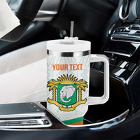 Custom Ivory Coast Football Tumbler With Handle 2026 Cote d'Ivoire Les Elephants White Version - Wonder Print Shop