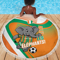 Ivory Coast Football Beach Blanket 2026 Allez Les Elephants Cute Mascot - Wonder Print Shop