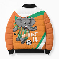 Custom Ivory Coast Football Bomber Puffer Jacket 2026 Allez Les Elephants Cute Mascot - Wonder Print Shop