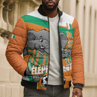 Custom Ivory Coast Football Bomber Puffer Jacket 2026 Allez Les Elephants Cute Mascot - Wonder Print Shop