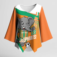 Custom Ivory Coast Football Kimono Sleeve Blouse 2026 Allez Les Elephants Cute Mascot - Wonder Print Shop