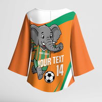 Custom Ivory Coast Football Kimono Sleeve Blouse 2026 Allez Les Elephants Cute Mascot - Wonder Print Shop