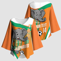 Custom Ivory Coast Football Kimono Sleeve Blouse 2026 Allez Les Elephants Cute Mascot - Wonder Print Shop