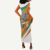 Custom Ivory Coast Football Long Sleeve Bodycon Dress 2026 Allez Les Elephants Cute Mascot - Wonder Print Shop